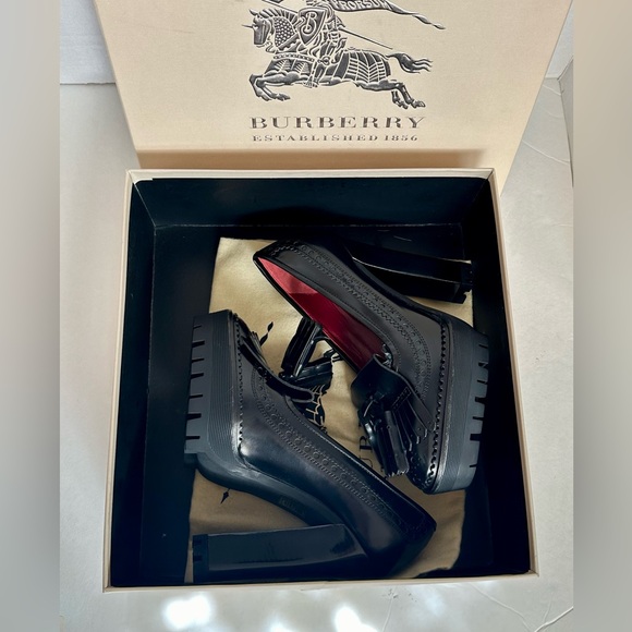 BURBERRY Prorsum Thomond 130 Tassels Platform Pumps Black Mocassin New in/Box - Picture 12 of 14